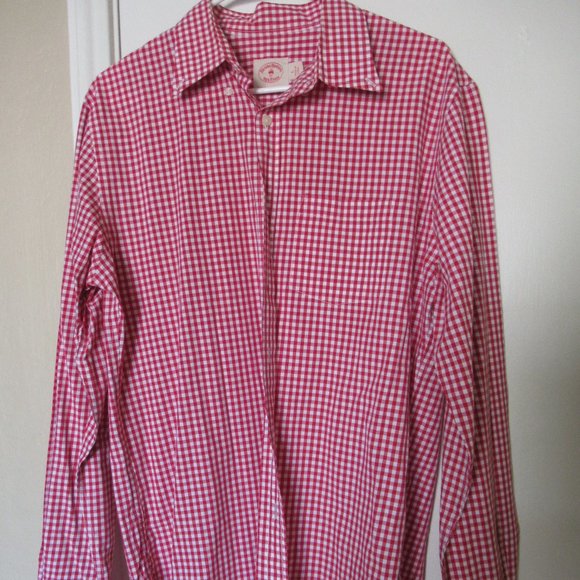 Gingham Dess Shirt in Red/White, Brooks Brothers, Size L, preowned - Picture 1 of 3